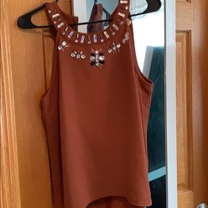 Brown Polyester  Bedazzled Blouse